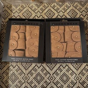 faux leather napkin rings 2 Sets of 8 (16 Total ) HOMEWEAR Wipe Clean NIB